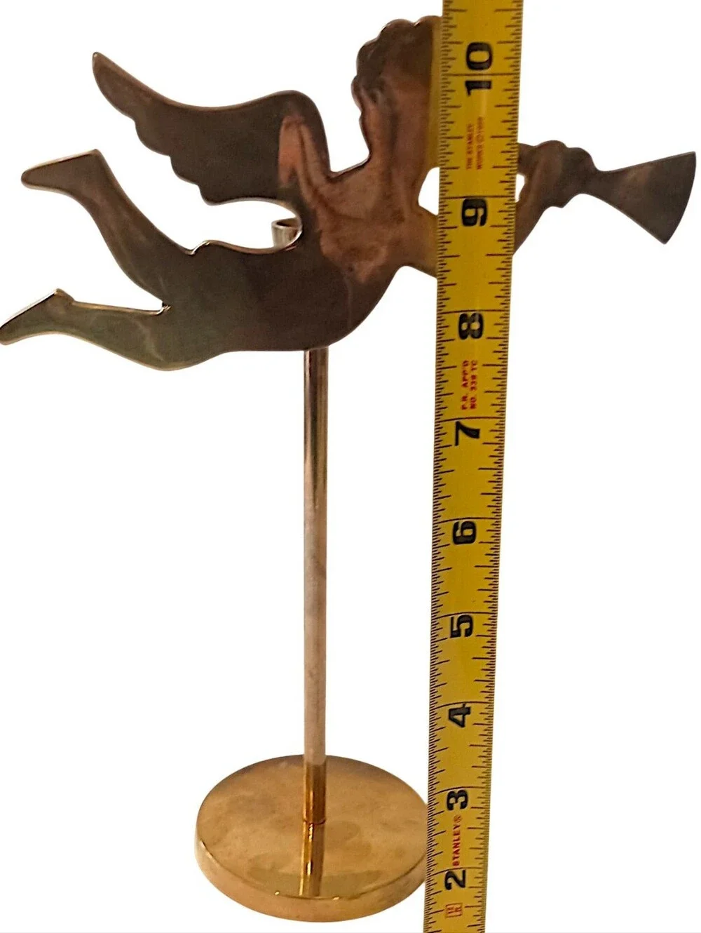 Vintage Brass Angel Trumpeter Candlestick Candle Holder Cherub Christmas Decor